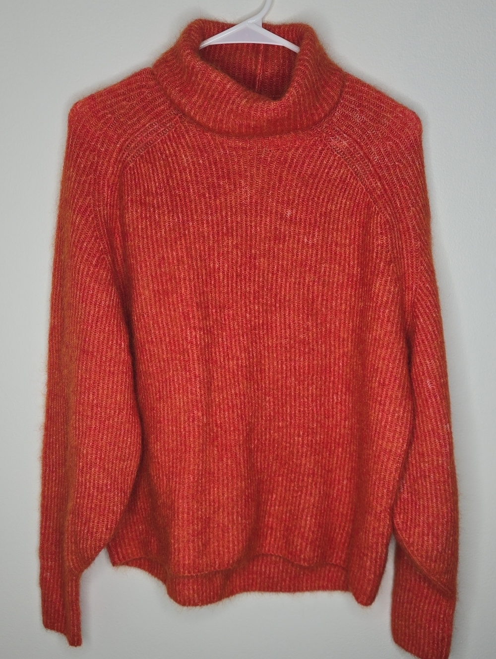 Sayaka Davis Wool & Mohair Orange Turtleneck Balloon Sleeve Knit Sweaters Size M